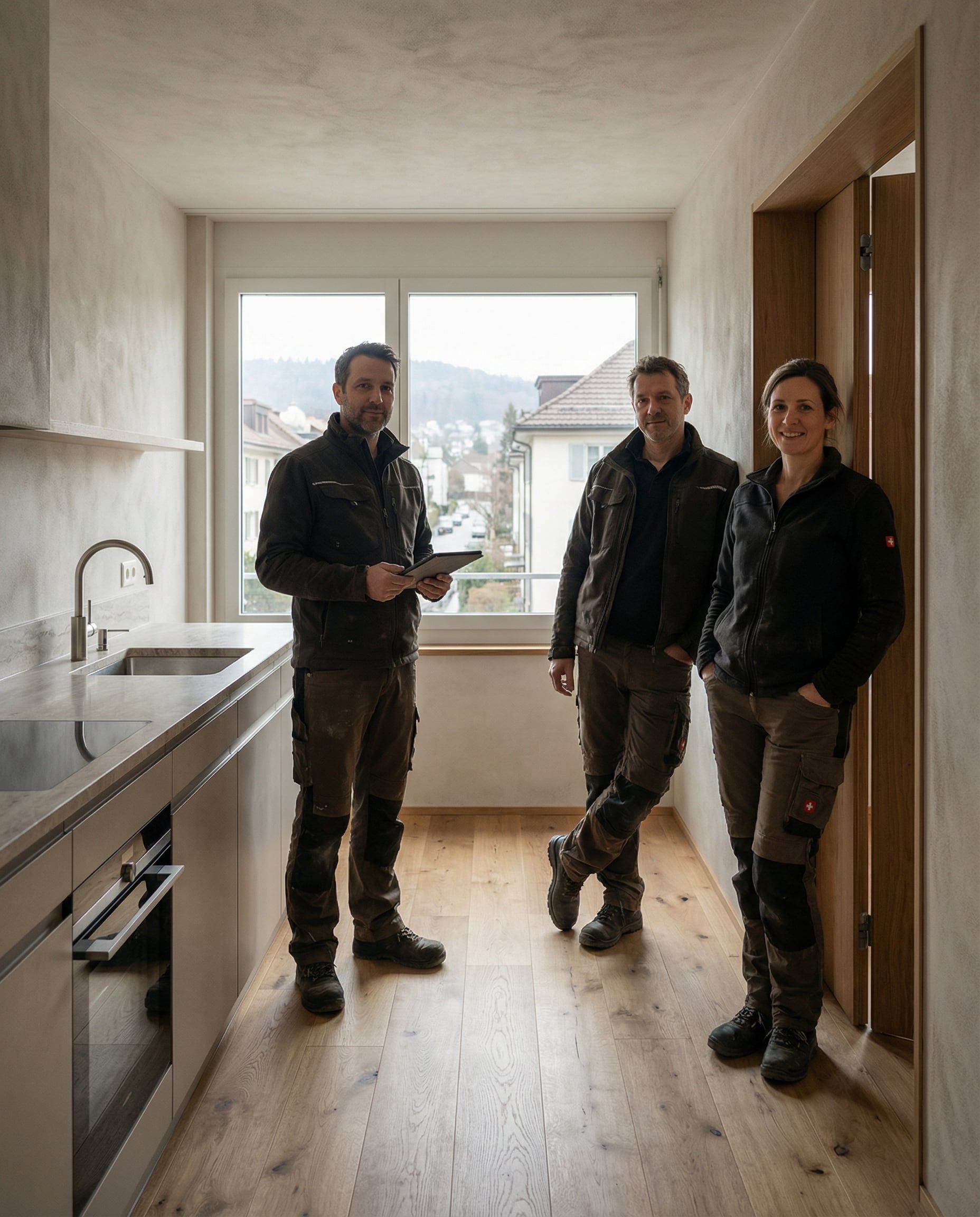 Das Brunner Team in der Werkstatt an der Grüzefeldstrasse