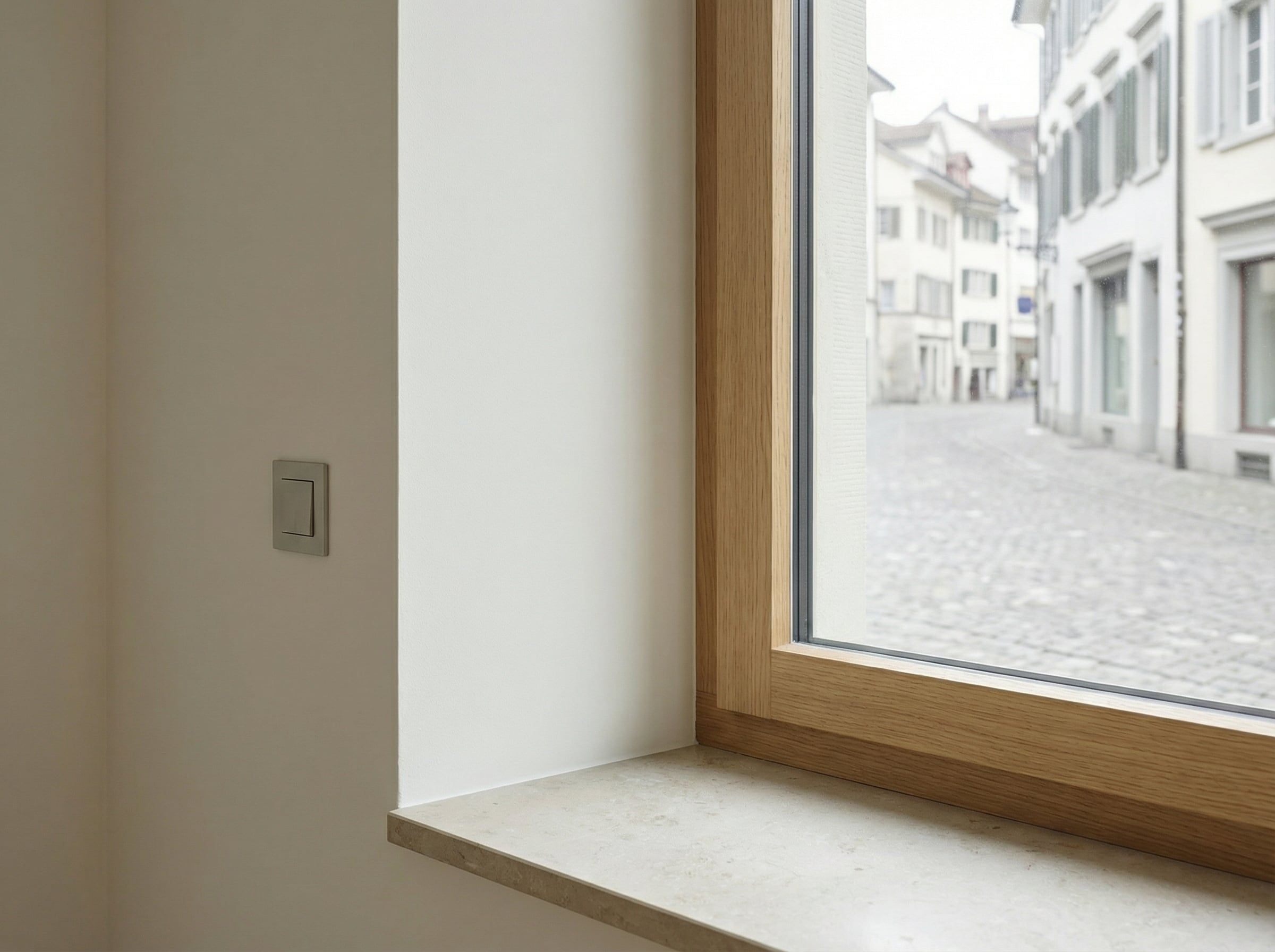 Fensterleibung mit geöltem Eichenrahmen